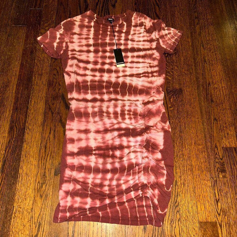 Monrow Tie-Dye Mini Dress in Rust